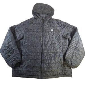 Dutch Bros Coffee Lightweight Puffer Jacket Large Black Hooded Coat Full Zip